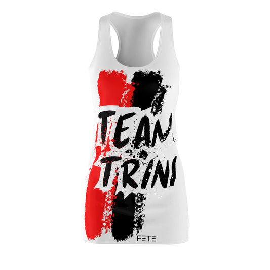 Team Trini Women's Cut & Sew Racerback Dress (AOP) (white)